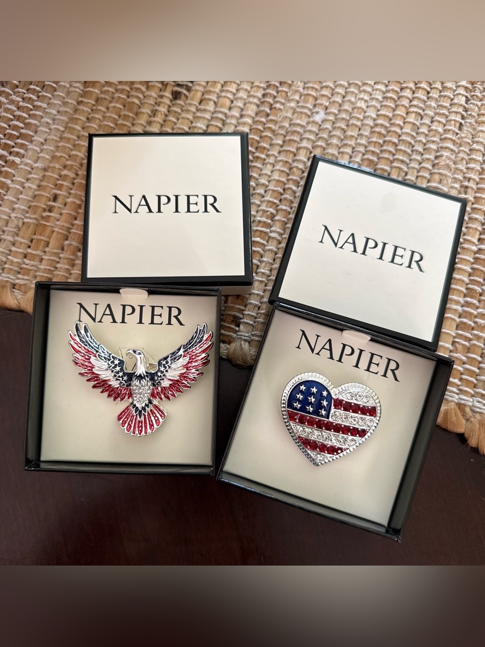 New Napier USA Eagle Pin and USA Heart Pin